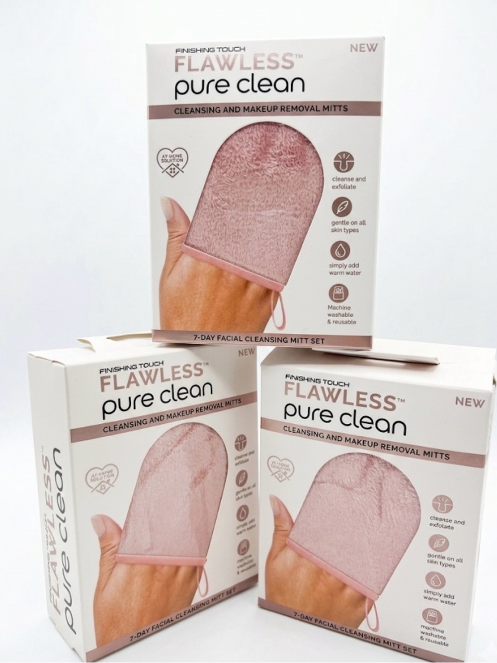 Flawless pure clean cleansing and makeup mitt removal mitts. 3 packs of 7 mitts